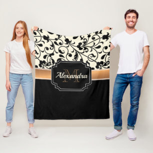 Cobertor De Velo Floral preto & branco