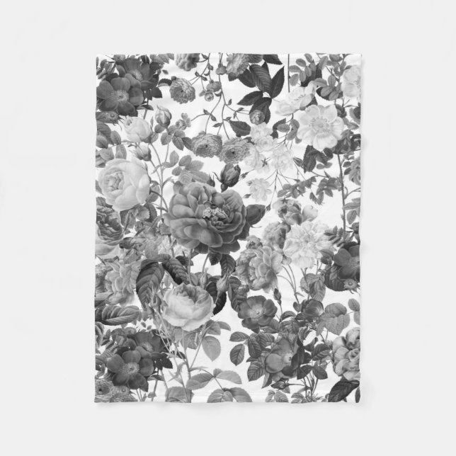 Cobertor De Velo Floral Preto-Branco (Frente)