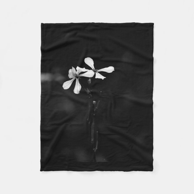 Cobertor De Velo floral preto e branco mínimo (Frente)