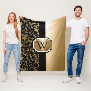 Cobertor De Velo Floral Preto e Ouro