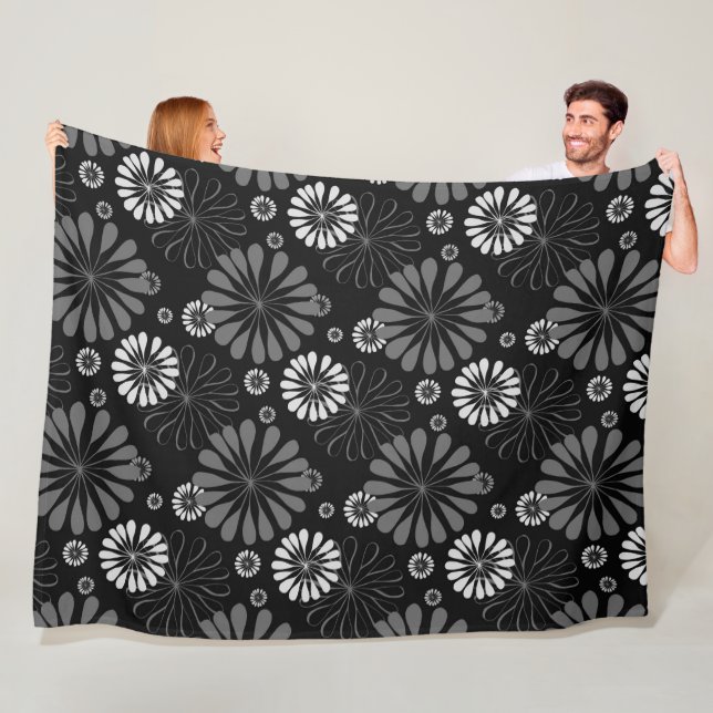 Cobertor De Velo Floral Retro Preto e Branco (In Situ)