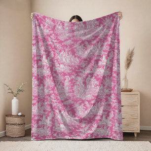 Cobertor De Velo Floral retrô rosa quente vintage toile de jouy