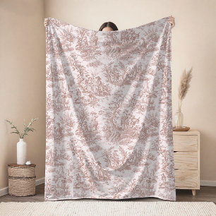 Cobertor De Velo Floral retrô vintage rosa cinza toile de jouy
