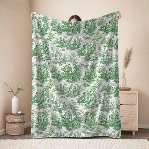 Cobertor De Velo Floral retrô vintage verde toile de jouy
