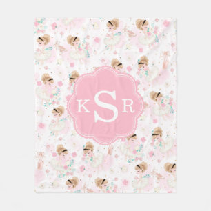 Cobertor De Velo Floral Rosa Ballerina Personalizado