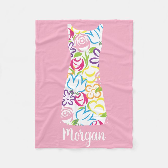 Cobertor De Velo Floral Shift Vestido Fleece Personalizado (Frente)