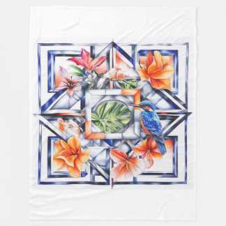 Cobertor De Velo Floral Tropical, Botânico com Pássaro