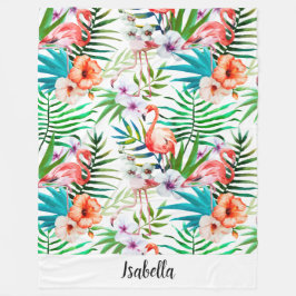 Cobertor De Velo Floral tropical do flamingo cor-de-rosa