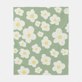 Cobertor De Velo Floral verde e branco