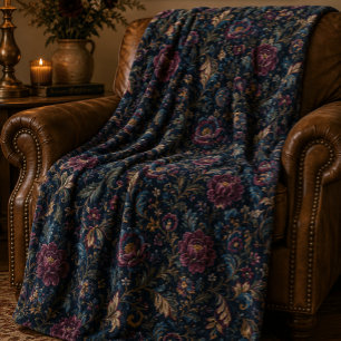 Cobertor De Velo Floral Vintage Crewel Botânico Elegante Sombrio