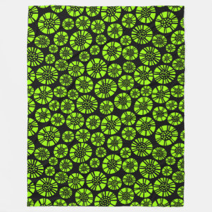 Cobertor De Velo Flores Abstratas 031023 - Chartreuse sobre Preto
