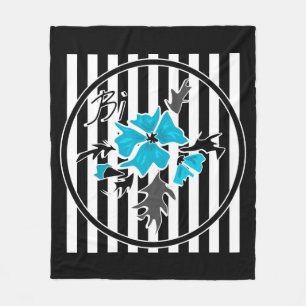 Cobertor De Velo Flores abstrato azuis sem costura, preto floral