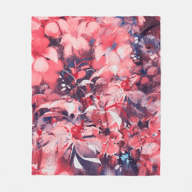 Cobertor De Velo flores abstrato sem costura, estilo de pintura a ó (Frente)