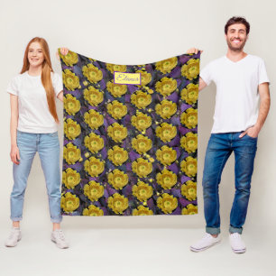 Cobertor De Velo Flores amarelas de pera púrpura da opuntia cacto