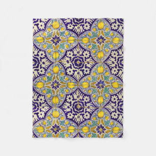 Cobertor De Velo Flores Amarelas do Padrão Mediterrânico Azul