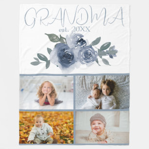 Cobertor De Velo Flores Azuis e Fotos para a Vovó