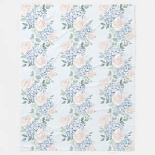 Cobertor De Velo Flores Azuis Rosadas Românticas