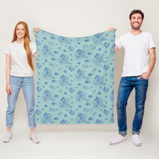 Cobertor De Velo Flores azules