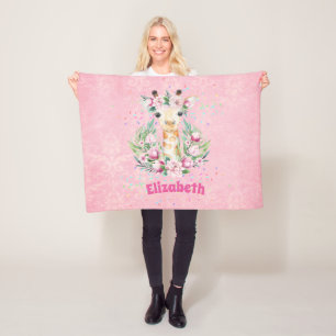 Cobertor De Velo Flores Boho Giraffe Chamadas Garotas, Presentes Ad