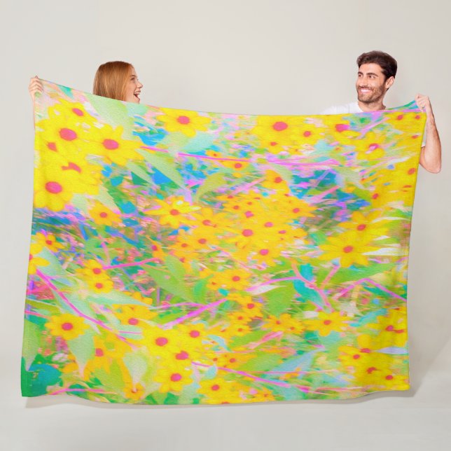 Cobertor De Velo Flores bonito Amarelo e Vermelho com Turquesa (In Situ)