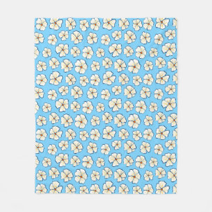 Cobertor De Velo Flores Brancas em um Fundo Azul