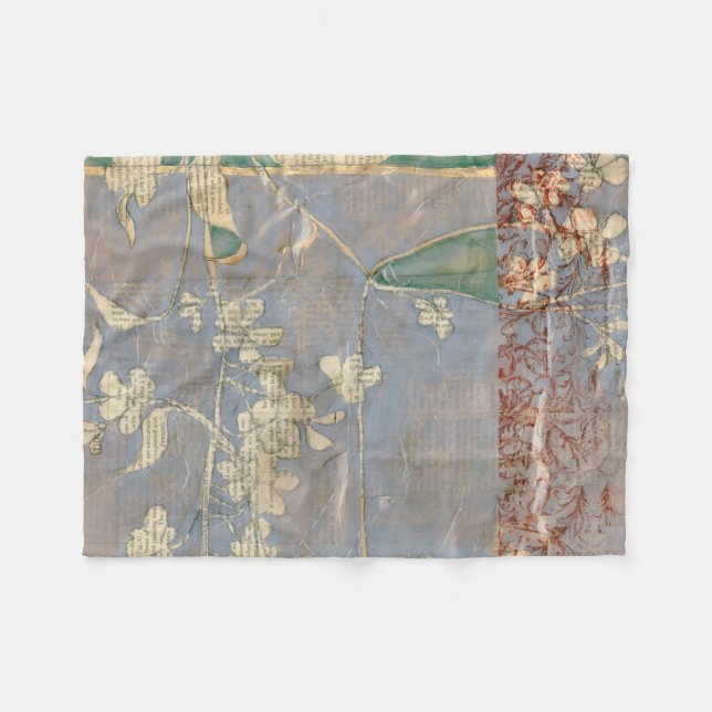 Cobertor De Velo Flores Brancas no Fundo de Newsprint (Frente (Horizontal))