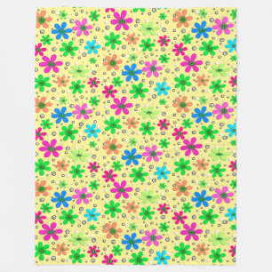 Cobertor De Velo Flores camomila multicoloridas brilhantes em amare