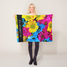 Cobertor De Velo Flores Coloridas, Visitas, Boho, Seu Nome