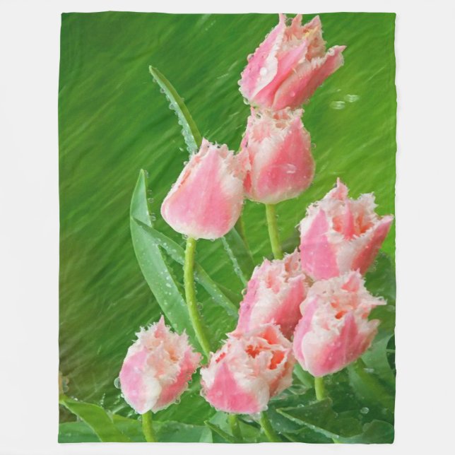 Cobertor De Velo Flores cor-de-rosa da tulipa (Frente)