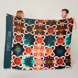 Cobertor De Velo Flores Cúbicas Padrão Retro Floral Vermelho