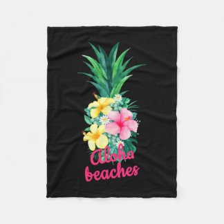 Cobertor De Velo Flores de abacaxi aloha aloha havaí vintage