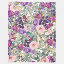 Cobertor De Velo Flores de Aquarela Boho Rosa Roxo