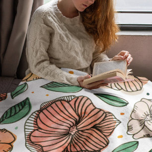 Cobertor De Velo Flores de aquarela e de tinta - paleta de colheita