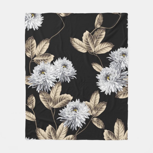 Cobertor De Velo flores de cinza bonitinha com padrão de folha marr (Frente)