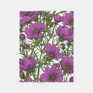 Cobertor De Velo Flores de cosmos violetas