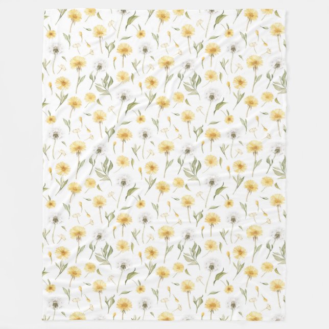Cobertor De Velo Flores de Dente-de-Leão Amarelas Brancas (Frente)