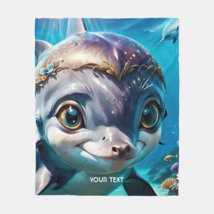 Cobertor De Velo Flores de Golfinhos Fantasy Cute Baby