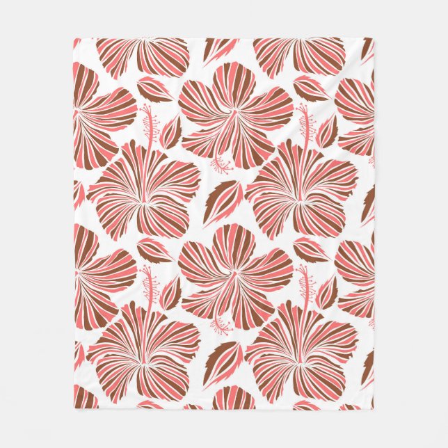 Cobertor De Velo Flores de hibisco havaianas: estilo tropical marro (Frente)