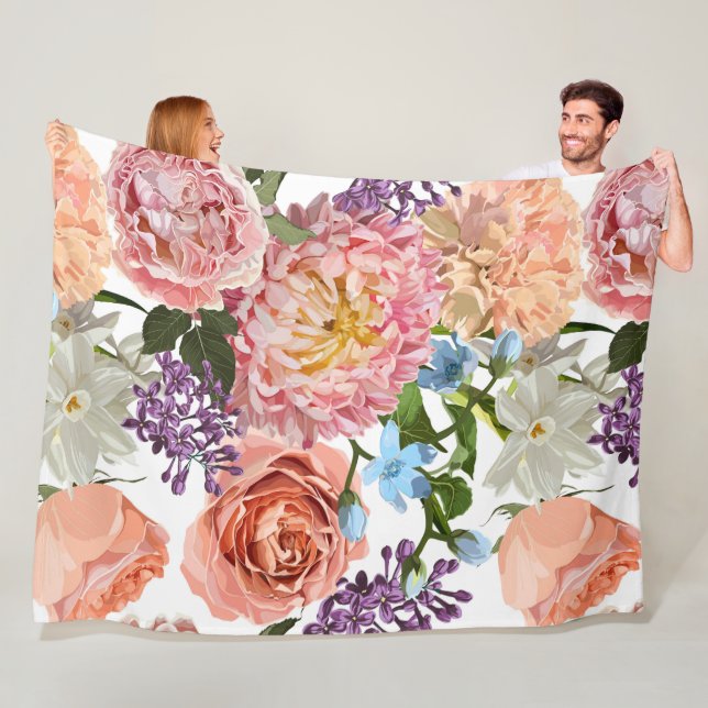 Cobertor De Velo Flores de jardim desenhadas à mão. (In Situ)