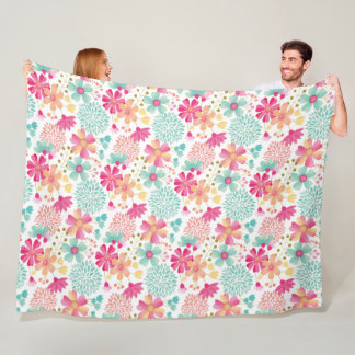 Cobertor De Velo Flores De Jardim Pintadas Pastas De Turquesa Rosa