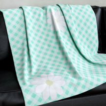Flores de margarida bonitas Mint Green Gingham Che