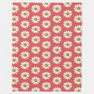 Cobertor De Velo Flores de Margarida Vermelhas e Brancas Elegantes
