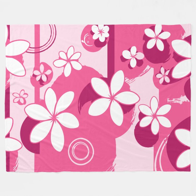 Cobertor De Velo Flores de Pétalas Brancas com Contornos Rosas (Frente (Horizontal))