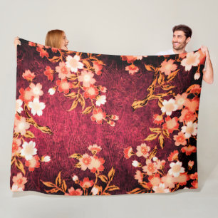 COBERTOR DE VELO FLORES DE PRIMAVERA BRANCA DE TINTA VERMELHA, FLOR