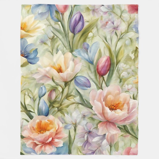 Cobertor De Velo Flores de primavera sofisticadas e refinadas. Pint (Frente)