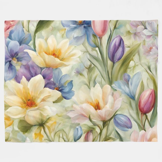 Cobertor De Velo Flores de primavera sofisticadas e refinadas. Pint (Frente (Horizontal))