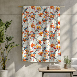 Cobertor De Velo Flores de Queda em Aberto com Aves Coloridas em Vo