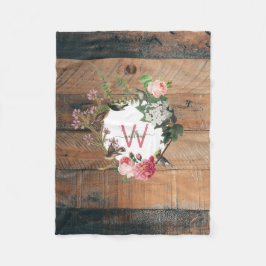 Cobertor De Velo Flores De Vintagem De Madeira Rústica Monogramada