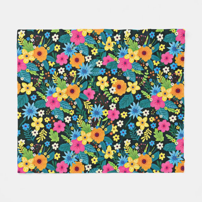 Cobertor De Velo Flores Ditsy Vibrantes Padrão Floral Design-43785 (Frente (Horizontal))