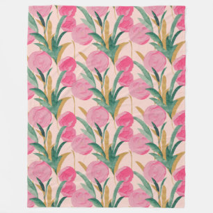 Cobertor De Velo Flores Douradas Rosa